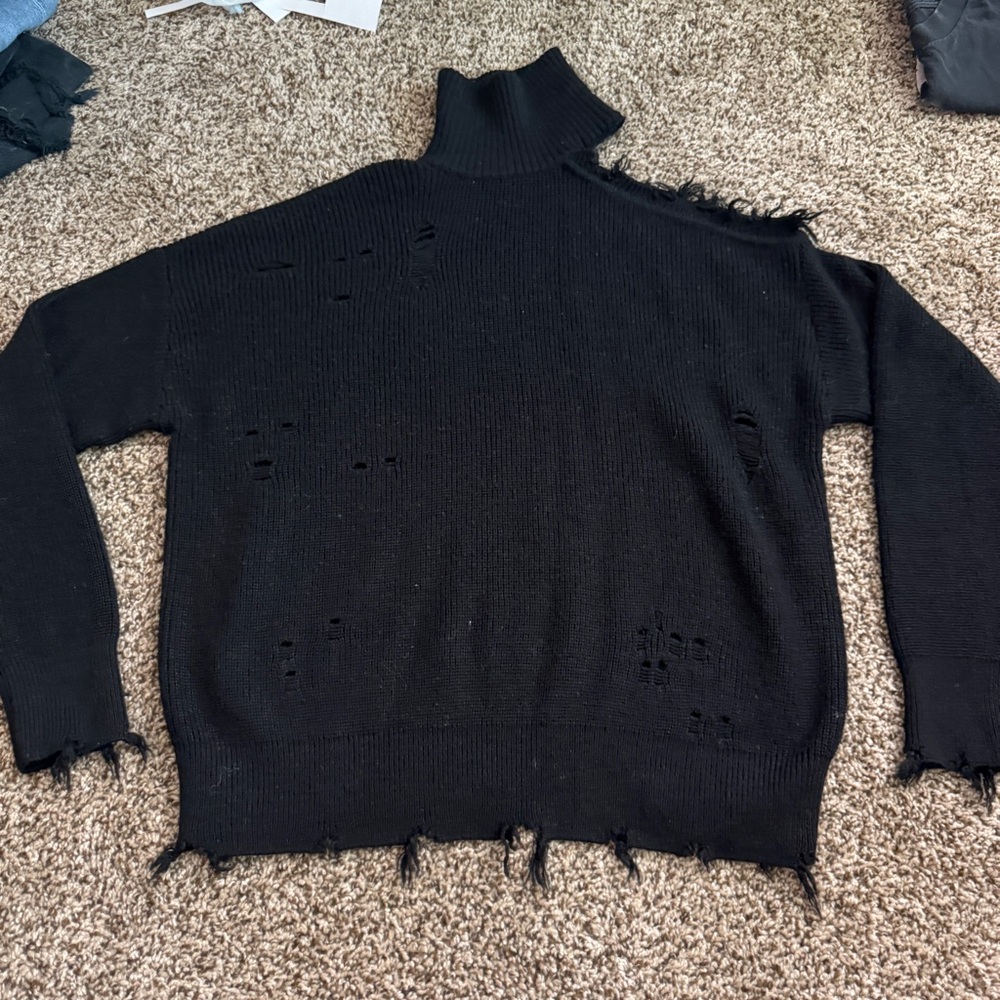 Lovers + Friends Black Cowl Neck Sweater